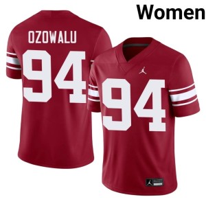 Throwback Kenny Ozowalu Sooner State #94 Women Game Crimson Jerseys 280242-721