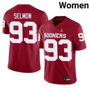 Crimson Lee Roy Selmon #93 Sooners Womens Stitched Jersey 257129-563
