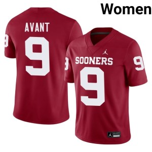 Womens OU Sooners Stitched #9 Lloyd Avant Crimson Jersey 337619-653