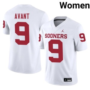 #9 White OU Sooners Lloyd Avant Embroidery Women's Jerseys 115102-406
