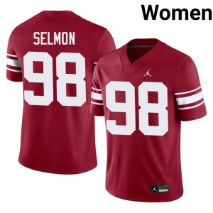 Throwback Lucious Selmon Women Oklahoma Crimson Embroidery #98 Jerseys 917246-122