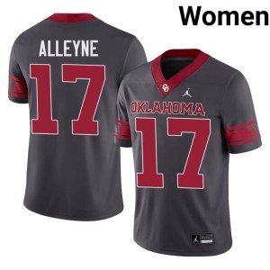 Alternate Mackenzie Alleyne Womens Anthracite OU Sooners Football #17 Jersey 459533-311