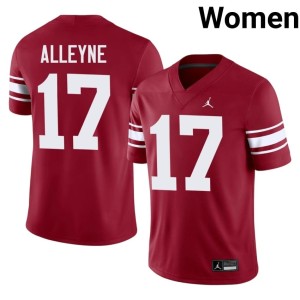 Throwback #17 Mackenzie Alleyne Embroidery Crimson Womens Oklahoma Jersey 977758-445