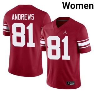 Throwback OU Sooners Mark Andrews Football Women #81 Crimson Jersey 270344-877