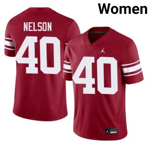 Throwback Women's University Crimson #40 Matthew Nelson Sooner State Jersey 767227-734