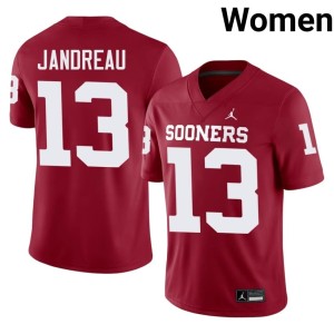Alumni Boomer Sooner #13 Niko Jandreau Women Crimson Jersey 325902-196