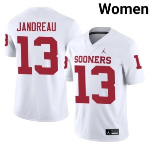 Women's Niko Jandreau Oklahoma #13 White NCAA Jerseys 128617-550
