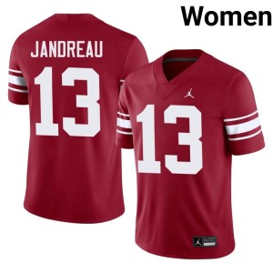 Throwback Women's Embroidery Crimson #13 Niko Jandreau OKLA Jerseys 278218-157