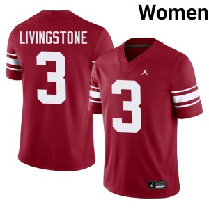 Throwback Crimson Parker Livingstone Stitched Oklahoma Women's #3 Jerseys 316473-265