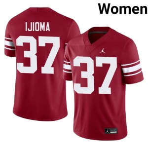 Throwback Crimson Official Prince Ijioma Oklahoma #37 Womens Jerseys 171979-890