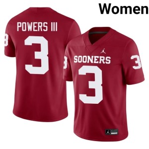 Women #3 Crimson Reggie Powers III Sooner State Embroidery Jerseys 159793-873