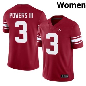 Throwback Player Crimson #3 Reggie Powers III University of Oklahoma Sooners Women Jersey 955723-677