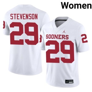 #29 College Women Rhamondre Stevenson University of Oklahoma Sooners White Jerseys 875463-476