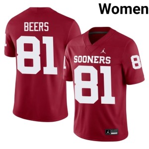 Crimson Replica Rocky Beers OU Sooners Women's #81 Jersey 953060-296