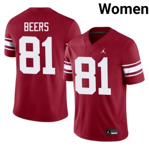 Throwback Women's OKLA Sooners Crimson Rocky Beers #81 Alumni Jersey 209605-430
