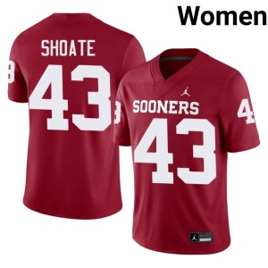 Women's OKLA Sooners Rod Shoate University #43 Crimson Jersey 694956-340