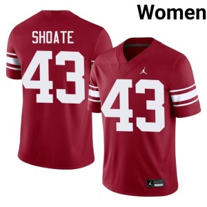 Throwback #43 Women's OU Sooners NCAA Crimson Rod Shoate Jerseys 165079-954