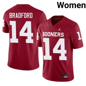 Womens #14 University OU Sam Bradford Crimson Jerseys 665978-572