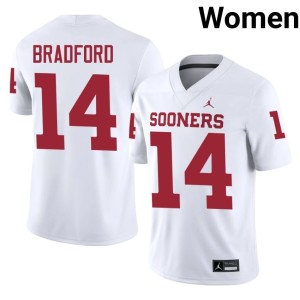 White OU Sooners Women #14 Official Sam Bradford Jersey 354618-889
