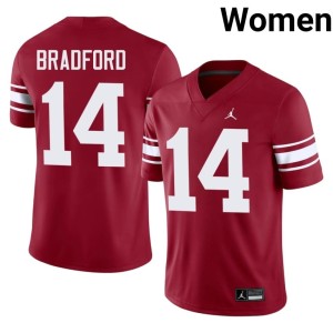 Throwback Sam Bradford Crimson #14 Official OU Sooners Women Jersey 447510-902