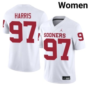 White Official Oklahoma Sooners Tommie Harris Womens #97 Jerseys 853679-356