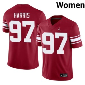 Throwback Crimson Womens Boomer Sooner #97 Tommie Harris Stitched Jerseys 929031-444