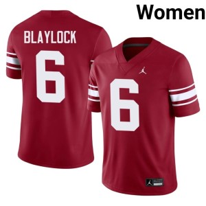 Throwback Womens #6 Embroidery Crimson University of Oklahoma Sooners Tory Blaylock Jerseys 560544-937