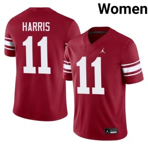 Throwback Football Trell Harris Womens Crimson #11 OU Sooners Jersey 487502-386