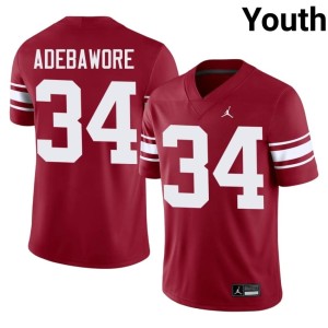 Throwback Boomer Sooner Replica Crimson #34 Adepoju Adebawore Youth Jersey 208442-904