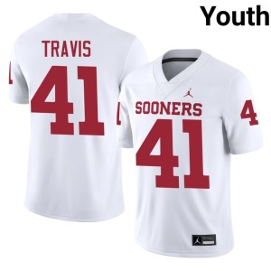 Youth Barrett Travis OU Sooners Football #41 White Jersey 208411-881