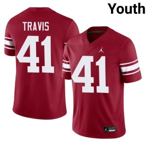 Throwback Youth Crimson #41 University Barrett Travis OKLA Jerseys 537984-827