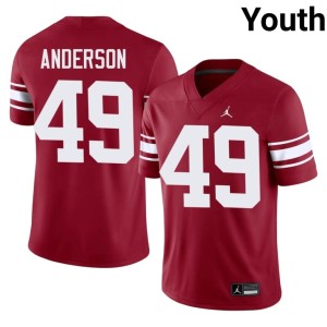 Throwback #49 University Youth Sooners Ben Anderson Crimson Jersey 293108-670