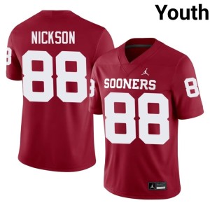 Crimson University of Oklahoma Sooners Youth University CJ Nickson #88 Jerseys 705584-759
