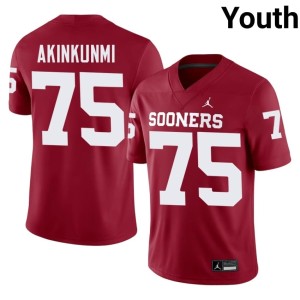 University of Oklahoma Sooners High School Crimson #75 Daniel Akinkunmi Youth Jerseys 116519-195