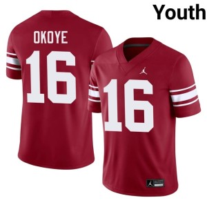 Throwback Danny Okoye Youth #16 OU Replica Crimson Jerseys 618702-822