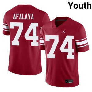 Throwback Youth Darius Afalava Crimson #74 Official Boomer Sooner Jerseys 770398-166