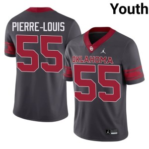 Alternate Eddy Pierre-Louis Anthracite Football #55 Youth University of Oklahoma Sooners Jerseys 475715-125