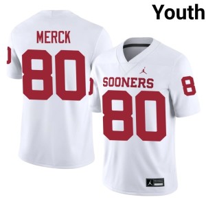 #80 Eli Merck NCAA Youth White OU Jersey 612120-210