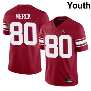 Throwback OKLA Eli Merck Youth #80 Limited Crimson Jerseys 855813-309