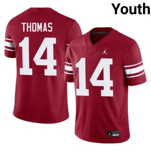 Throwback OU Sooners NCAA Youth Crimson Elijah Thomas #14 Jerseys 448881-606