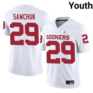 White #29 Youth Gabe Sawchuk University of Oklahoma Sooners Replica Jerseys 286416-563