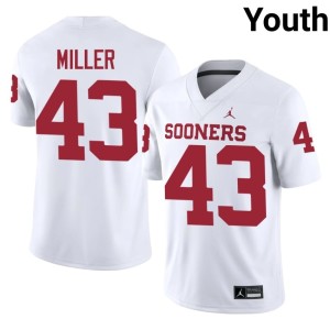 White #43 Grayson Miller OKLA Sooners Youth Replica Jerseys 904906-490