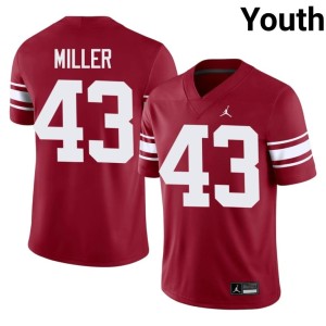 Throwback High School Youth #43 Crimson Grayson Miller University of Oklahoma Sooners Jerseys 410262-582