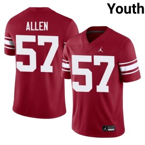 Throwback Youth High School Crimson OU Sooners Gunnar Allen #57 Jerseys 215215-269