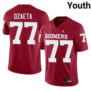 Heath Ozaeta #77 Crimson Stitched OU Youth Jersey 151048-586