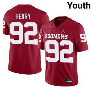 Oklahoma Youth Jacob Henry Crimson Player #92 Jersey 270192-302