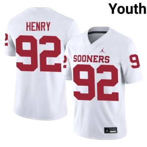 Official Youth Jacob Henry White #92 OU Sooners Jerseys 198946-488
