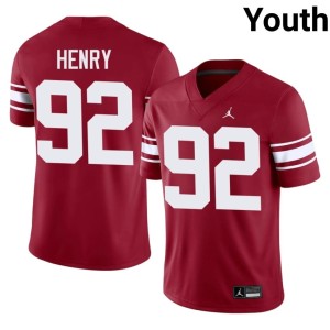 Throwback Crimson Youth Jacob Henry #92 OKLA Sooners High School Jersey 426947-194