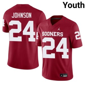 Crimson Jacobe Johnson #24 College Youth Sooner State Jersey 724821-944