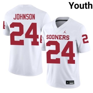 Youth Boomer Sooner University #24 Jacobe Johnson White Jerseys 819004-241